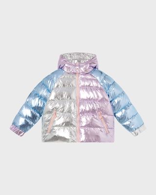 Girl Metallic Color Block Puffer Jacket, Size 4-10