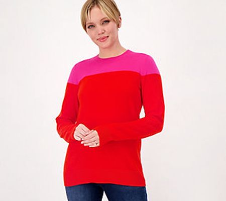 Girl With Curves Colorblock Fine Gauge Sweater