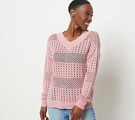 Girl With Curves Pointelle Pullover Sweater