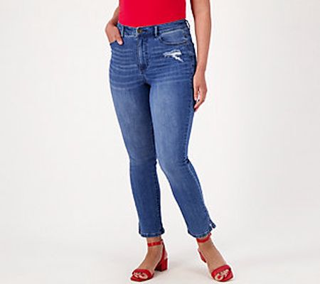 Girl With Curves Regular Slim Leg Crop Jean with Side Slit