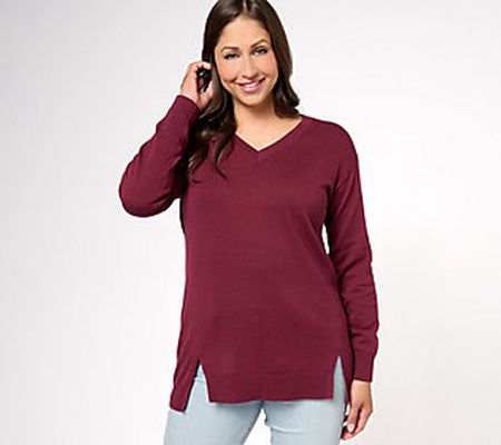 Girl with Curves V-Neck Long Sleeve Sweater