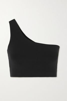 Girlfriend Collective - Bianca One-shoulder Stretch Recycled Sports Bra - Black