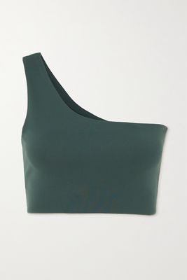 Girlfriend Collective - Bianca One-shoulder Stretch Recycled Sports Bra - Green