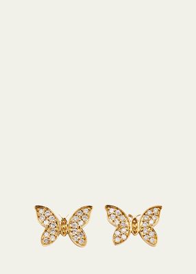 Girl's 14k Butterfly Diamond Stud Earrings