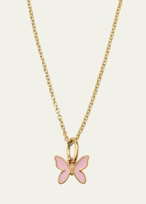 Girl's 14K Gold Mini Enamel Butterfly Charm Necklace