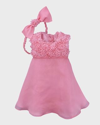 Girl's 3D Floral Bodice Chiffon Skirt Dress, Size 6M-24M