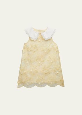 Girl's 3D Organza Sleeveless Mini Dress, Size 3T-12