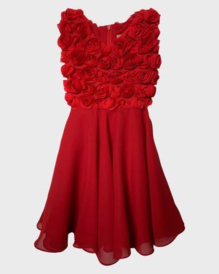 Girl's 3D Rosettes A-Line Dress, Size 2-6
