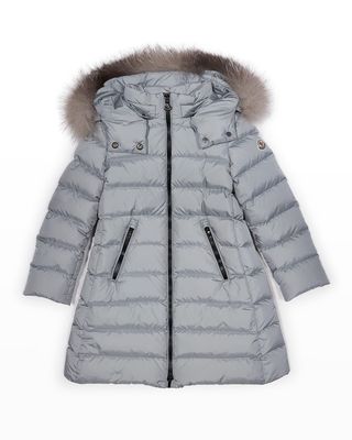 Girl's Abelle Long Coat W/ Fur, Size 4-6