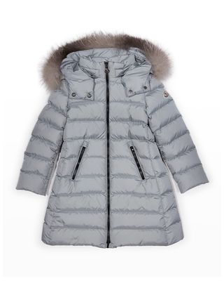 Girl's Abelle Long Coat W/ Fur, Size 8-14
