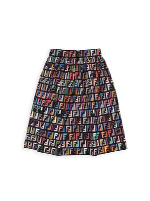 Girl's Allover Logo Print Skirt - Black - Size 12 - Black - Size 12