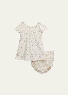 Girl's Amissa Cherry-Print Top And Bloomers Set, Size Newborn-3