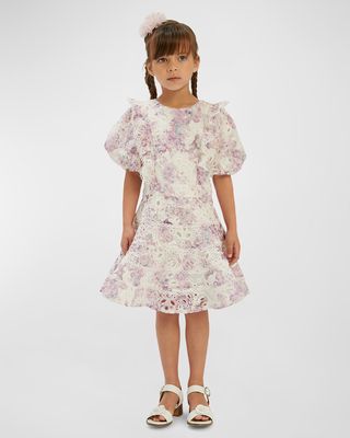 Girl's Annika Floral-Print Mini Dress, Size 4-14