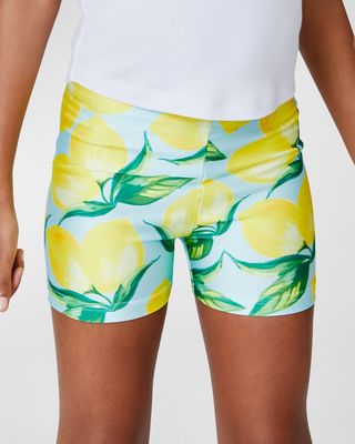 Girl's Aqua Lemon Spritz Biker Shorts, Size 7-14
