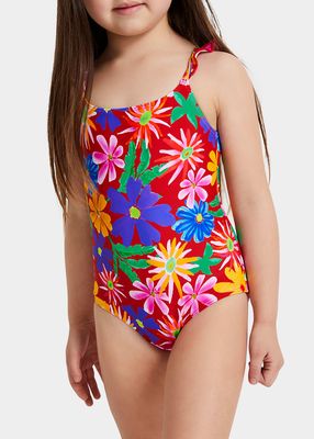 Girl's Aster Floral One-Piece Swimsuit, Size 2T-6