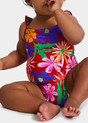 Girl's Aster Floral One-Piece Swimsuit, Size Newborn-18M