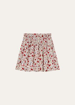 Girl's Audrey Floral-Print Skirt, Size 4-10
