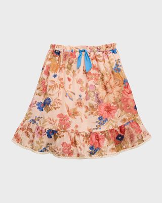 Girl's August Floral-Print Flip Skirt, Size 2-12