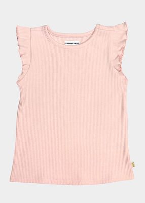 Girl's Baby Amie Ribbed Ruffle Tank in Light Pink, Size 6-24M