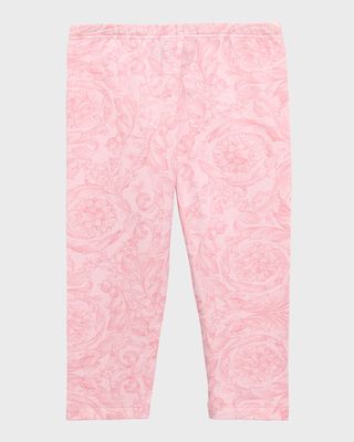 Girl's Barocco Printed Stretch Jersey Leggings, Size 12M-3T