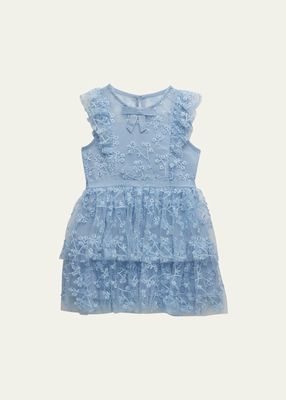 Girl's Beaded Tiered Mini Dress, Size 3T-12
