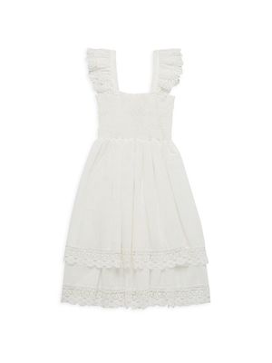 Girl's Belle Embroidered Dress - White - Size 2 - White - Size 2