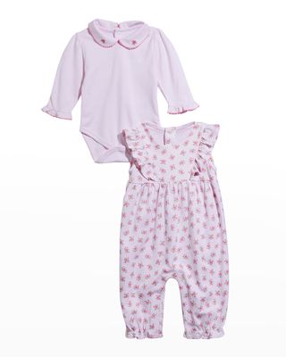 Girl's Belle Rose Two-Piece Overall Set, Size 3M-18M