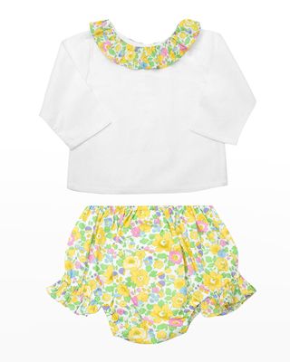 Girl's Betsy Blouse W/ Bloomers Set, Size Newborn-24M