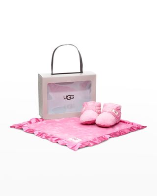 Girl's Bixbee Booties & Lovey Baby Blanket Set