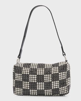 Girl's Black & White Checkered Jeweled Bag