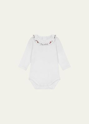 Girl's Bodysuit W/ Embroidered Collar, Size 3M-18M