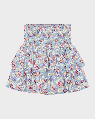 Girl's Bonita Floral-Print Smocked Skirt, Size 7-16