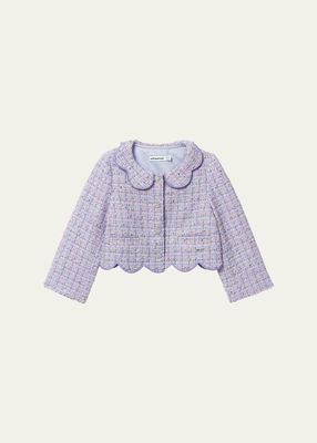 Girl's Boucle Floral Buttoned Jacket, Size 3T-12