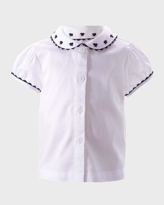 Girl's Bow Embroidered Blouse, Size 6M-24