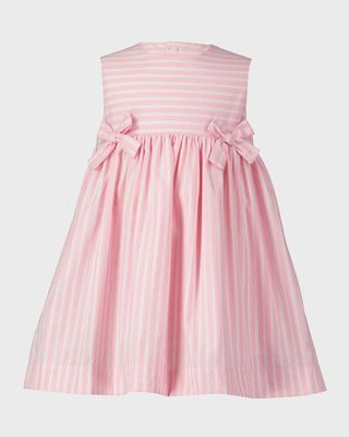 Girl's Bow Stripe Sleeveless Cotton Dress, Size 2-10