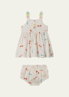 Girl's Bows Strappy Gauze Dress, Size 3M-36M