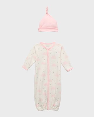 Girl's Breezy Clouds Nightgown & Hat Set, Size Newborn-S