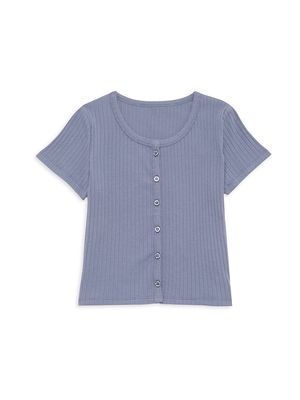 Girl's Brook Rib-Knit Tee - Standard Blue - Size 6 - Standard Blue - Size 6