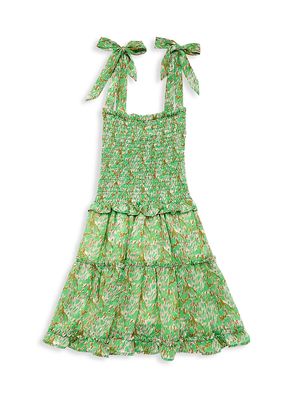 Girl's Brooke Smocked Ruffle Dress - Green - Size 8 - Green - Size 8