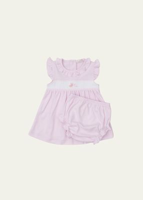 Girl's Bunny Burrows Hand Embroidered Dress W/ Bloomers, Size Newborn-24M