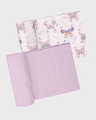 Girl's Butterfly 2-Piece Blanket Set