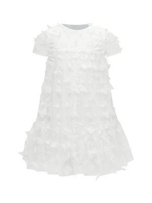 Girl's Butterfly Appliqué Dress - Ivory - Size 12