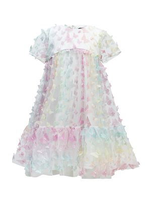 Girl's Butterfly Appliqué Dress - Rainbow - Size 10