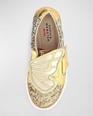 Girl's Butterfly Glitter Sneakers, Baby/Toddler/Kid