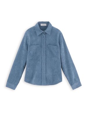 Girl's Button-Front Woven Shirt - Denim Blue - Size 8 - Denim Blue - Size 8