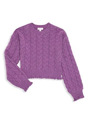 Girl's Cable Knit Crewneck Sweater