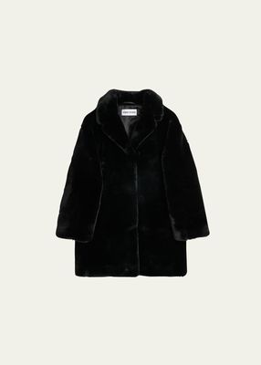 Girl's Camille Cocoon Mini Faux Fur Coat, Size 2-12
