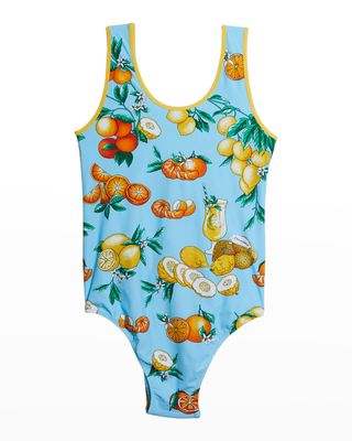Girl's Capri Oranges One-Piece Swimsuit, Size 8-12