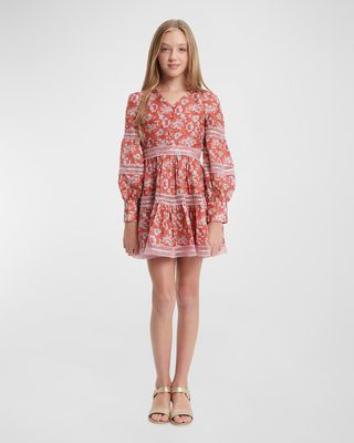 Girl's Carmina Floral-Print Mini Dress, Size 4-14