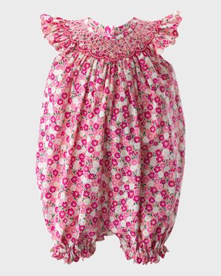 Girl's Carnation Smocked Babysuit, Size 3M-24M